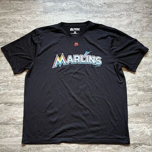 Majestic Florida Marlins Short Sleeve Athletic Tee Shirt